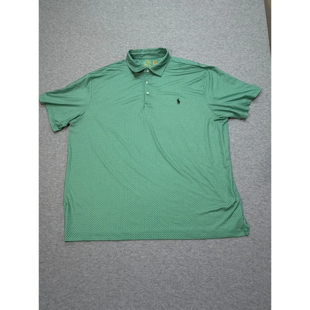 Polo Ralph Lauren Performance Mens 2XB Green Paisley Short Sleeve Polo Shirt